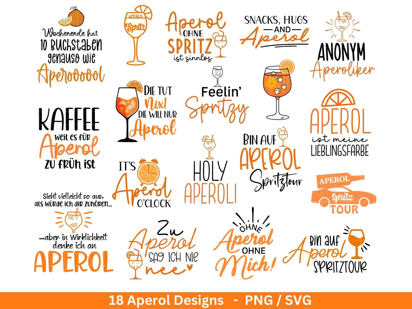 Deutsche Plotterdatei Aperol svg png Bundle - Holy Aperoli svg - Aperol Spritztour svg - Cricut Silhouette Studio Plotterdatei SVG