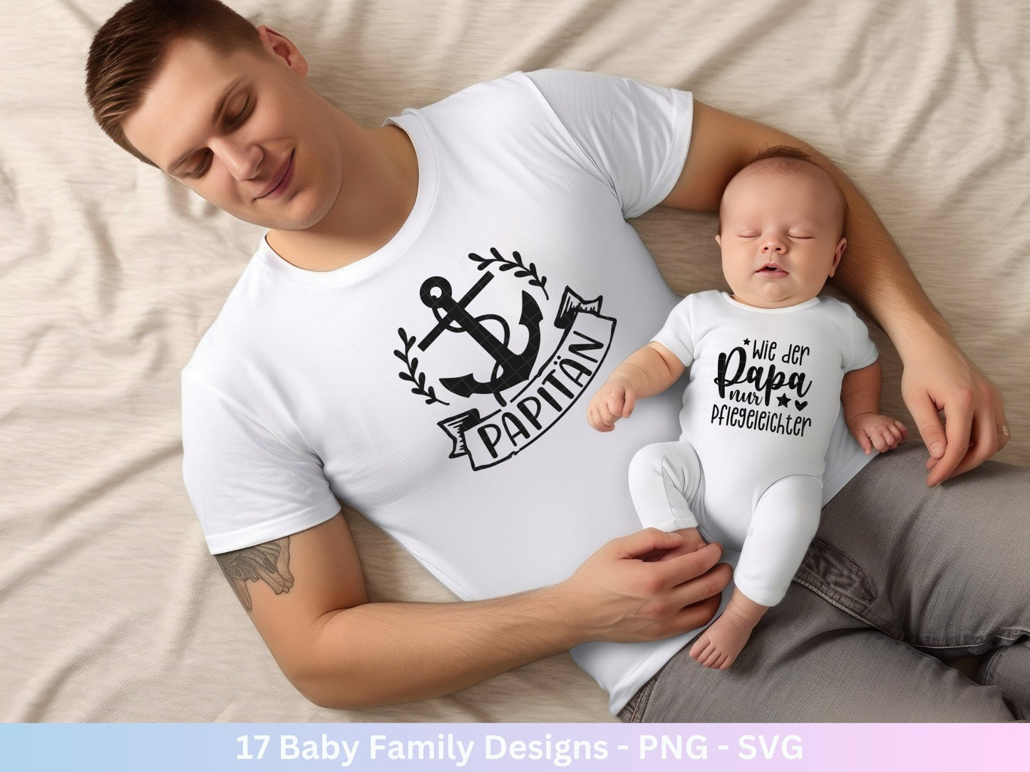 Deutsche Plotterdatei Baby - Aus dem Bauch mitten ins Herz Babybody - Baby Shower Geschenk Svg - Vater Geschenk - Vatertag Svg - Papitän - EmidaDesign