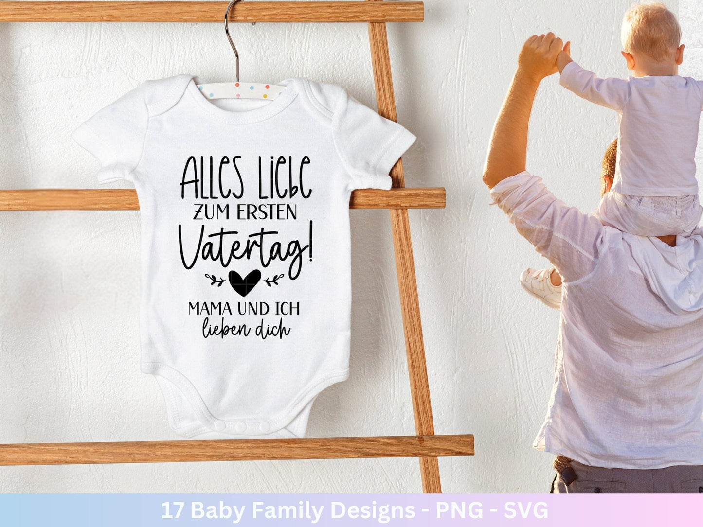 Deutsche Plotterdatei Baby - Aus dem Bauch mitten ins Herz Babybody - Baby Shower Geschenk Svg - Vater Geschenk - Vatertag Svg - Papitän - EmidaDesign