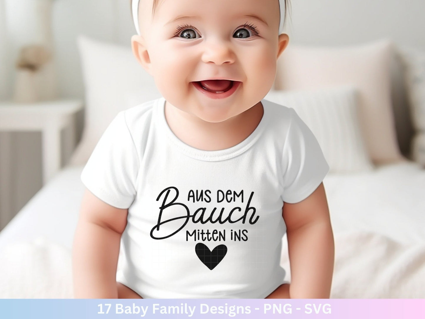 Deutsche Plotterdatei Baby - Aus dem Bauch mitten ins Herz Babybody - Baby Shower Geschenk Svg - Vater Geschenk - Vatertag Svg - Papitän - EmidaDesign