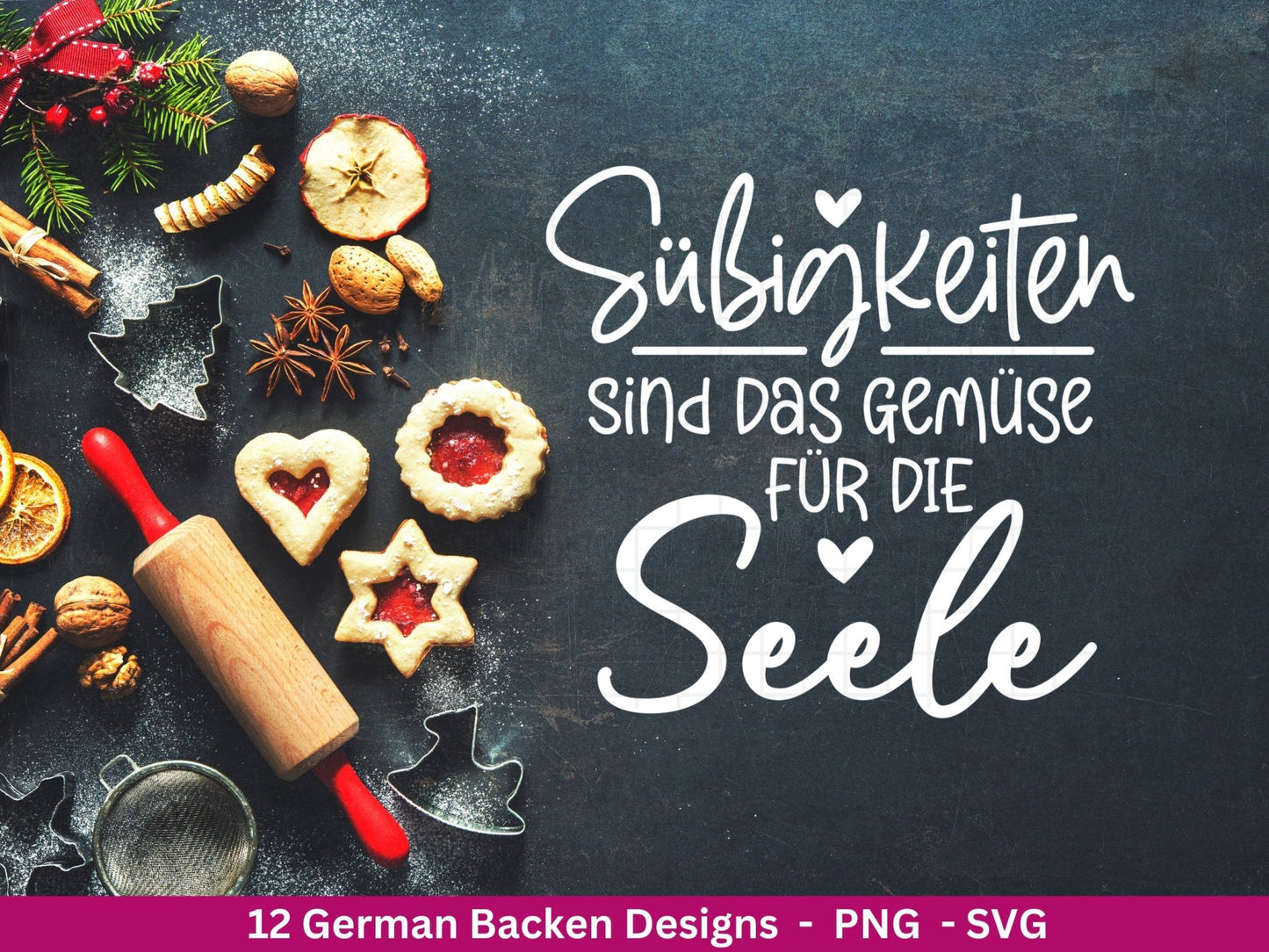 Deutsche Plotterdatei backen - backen svg Bundle - Plätzchen svg - Deutsche Sprüche backen - Cricut Silhouette Studio Plotterdatei SVG - EmidaDesign