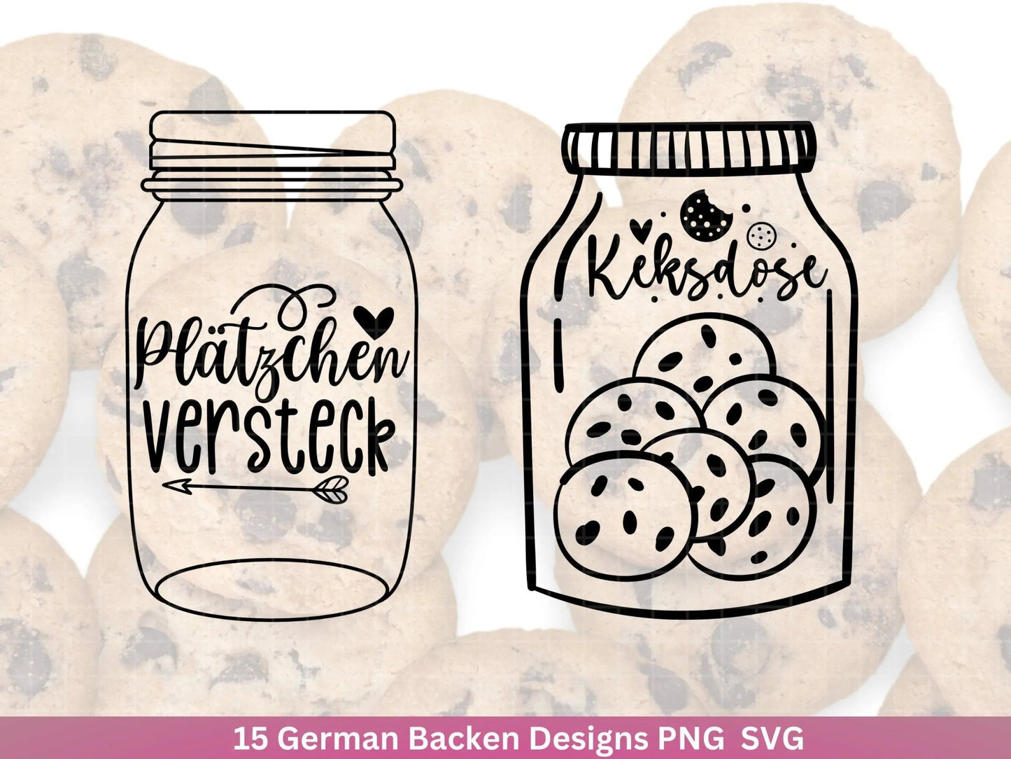 Deutsche Plotterdatei backen - backen svg Bundle - Plätzchen svg - Deutsche Sprüche backen - Cricut Silhouette Studio Plotterdatei SVG