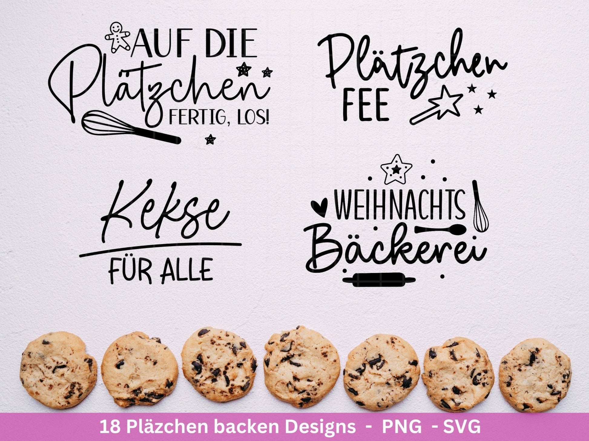 Deutsche Plotterdatei backen Weihnachten - backen svg Bundle - Plätzchen svg - Deutsche Sprüche backen - Cricut Silhouette - Bäckerei - EmidaDesign