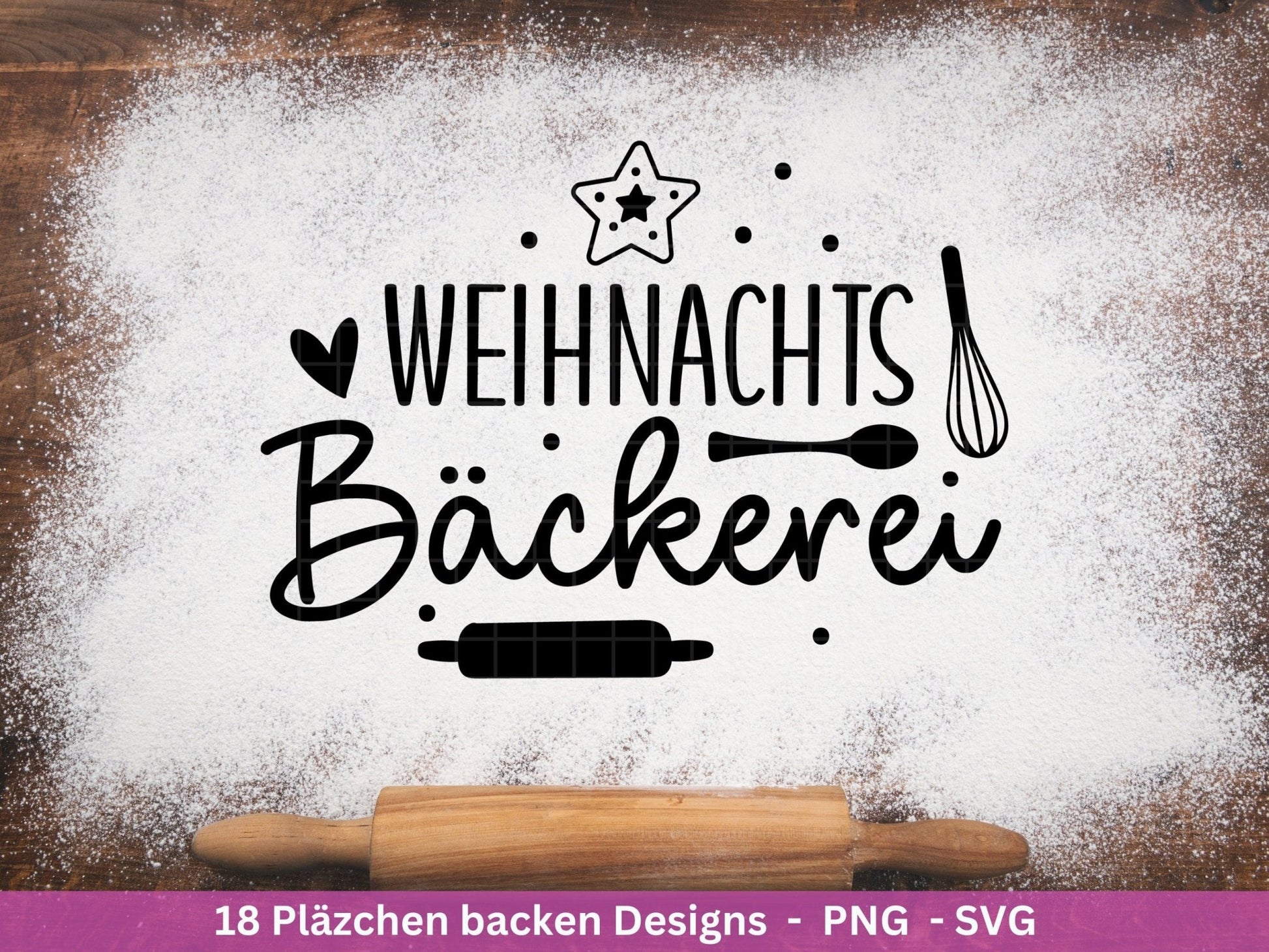 Deutsche Plotterdatei backen Weihnachten - backen svg Bundle - Plätzchen svg - Deutsche Sprüche backen - Cricut Silhouette - Bäckerei - EmidaDesign