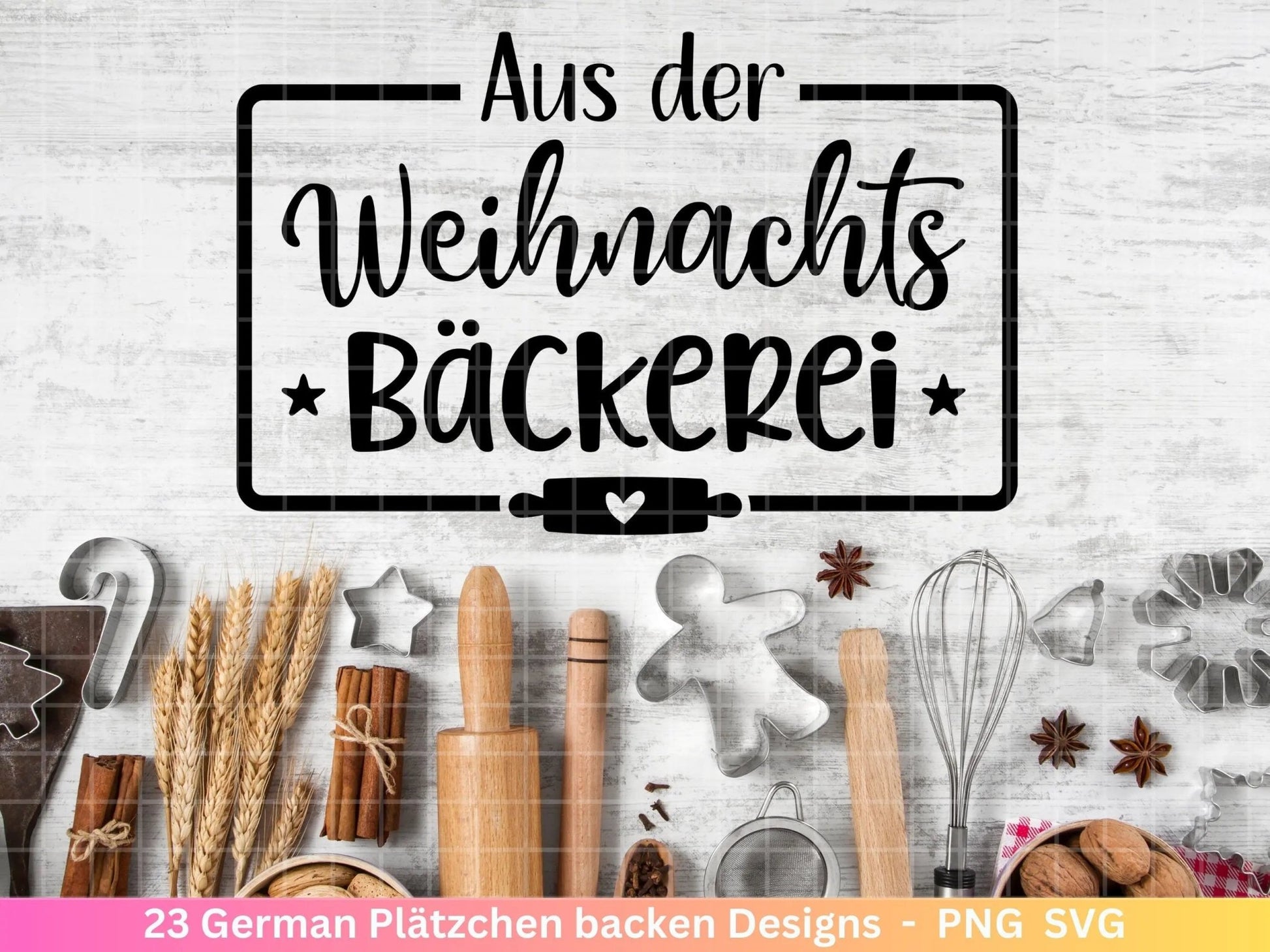 Deutsche Plotterdatei backen Weihnachten - backen svg Bundle - Plätzchen svg - Deutsche Sprüche backen - Cricut Silhouette Studio Bäckerei