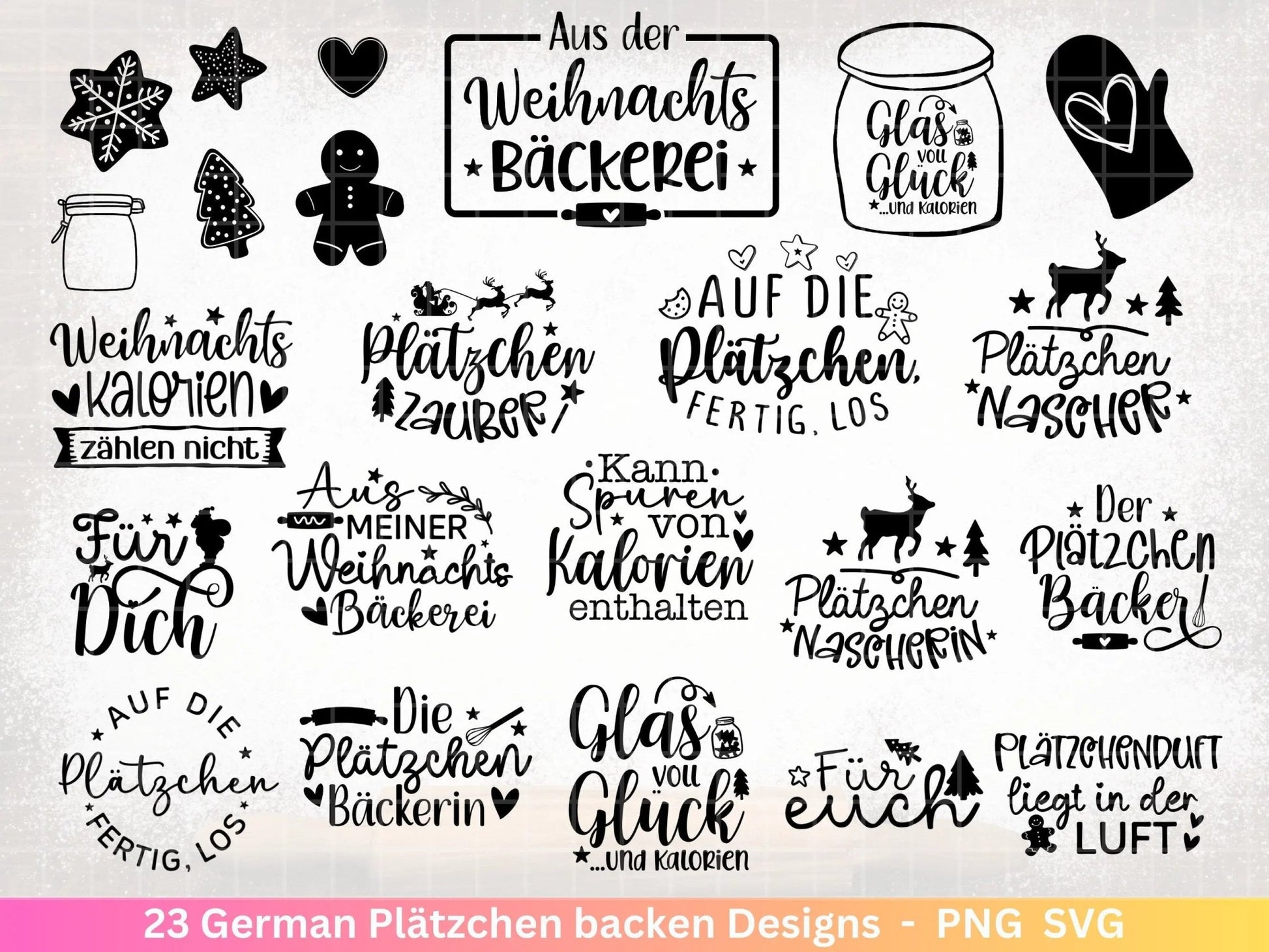 Deutsche Plotterdatei backen Weihnachten - backen svg Bundle - Plätzchen svg - Deutsche Sprüche backen - Cricut Silhouette Studio Bäckerei