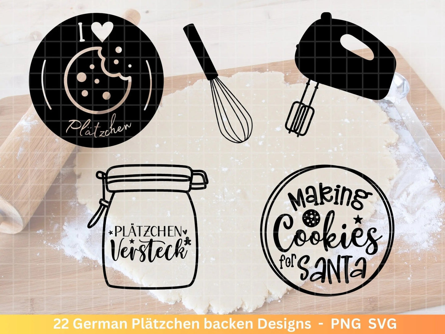 Deutsche Plotterdatei backen Weihnachten - backen svg Bundle - Plätzchen svg - Deutsche Sprüche backen - Cricut Silhouette Studio Bäckerei