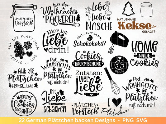 Deutsche Plotterdatei backen Weihnachten - backen svg Bundle - Plätzchen svg - Deutsche Sprüche backen - Cricut Silhouette Studio Bäckerei