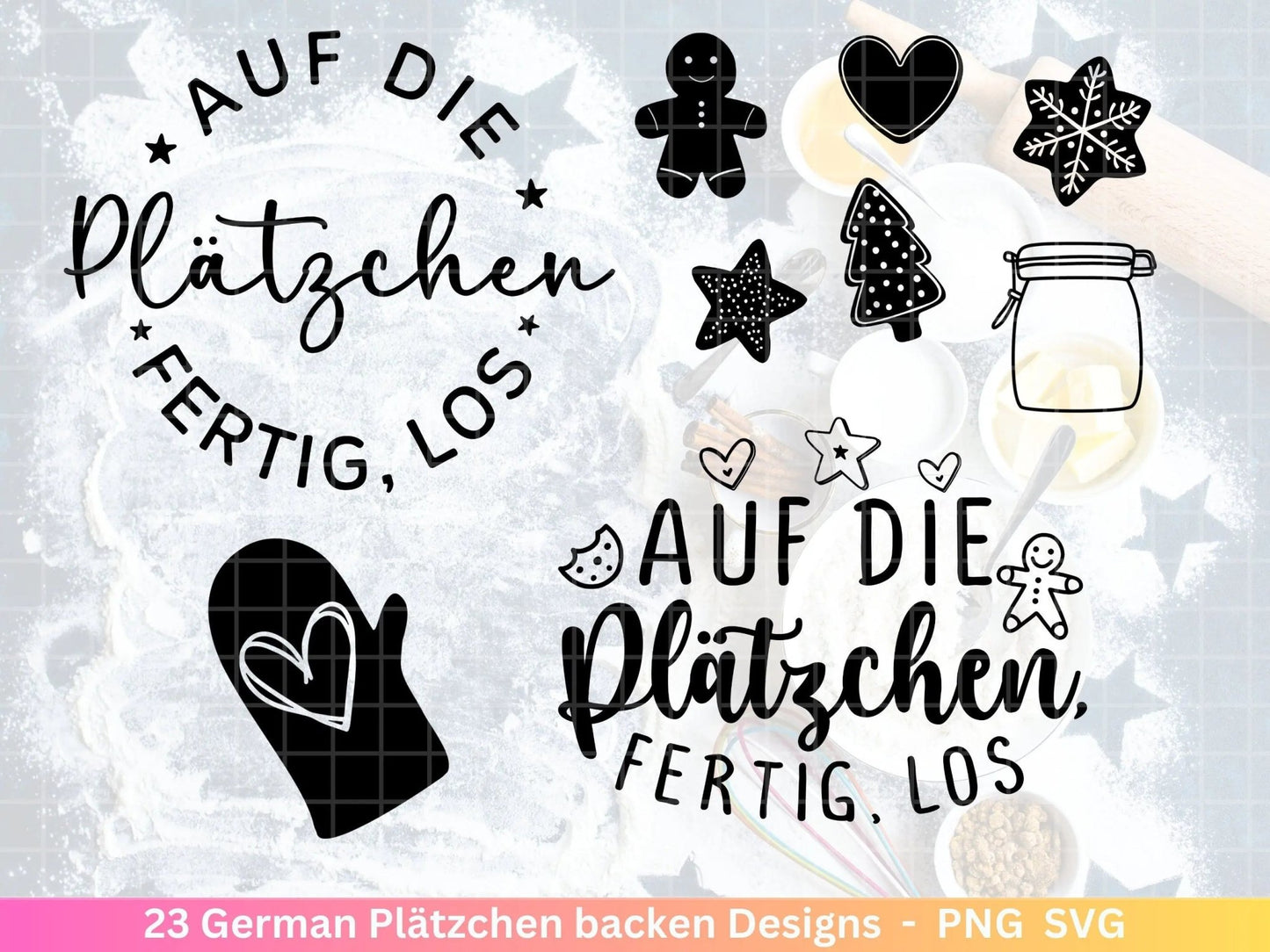 Deutsche Plotterdatei backen Weihnachten - backen svg Bundle - Plätzchen svg - Deutsche Sprüche backen - Cricut Silhouette Studio Bäckerei