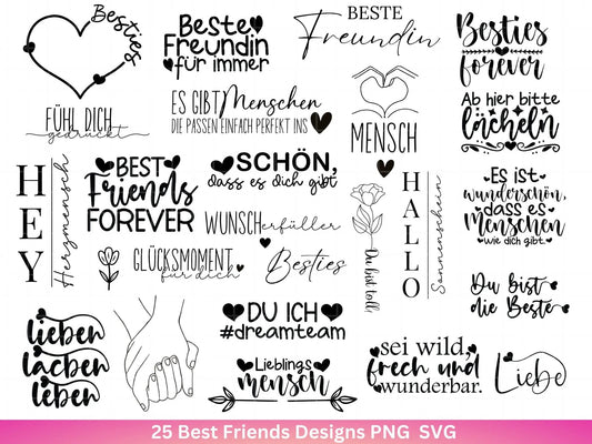 Deutsche Plotterdatei Beste Freundin- Best Friends Svg Bundle - Cricut Silhouette file - Schwester Svg - Friendship Quotes - Friends Svg