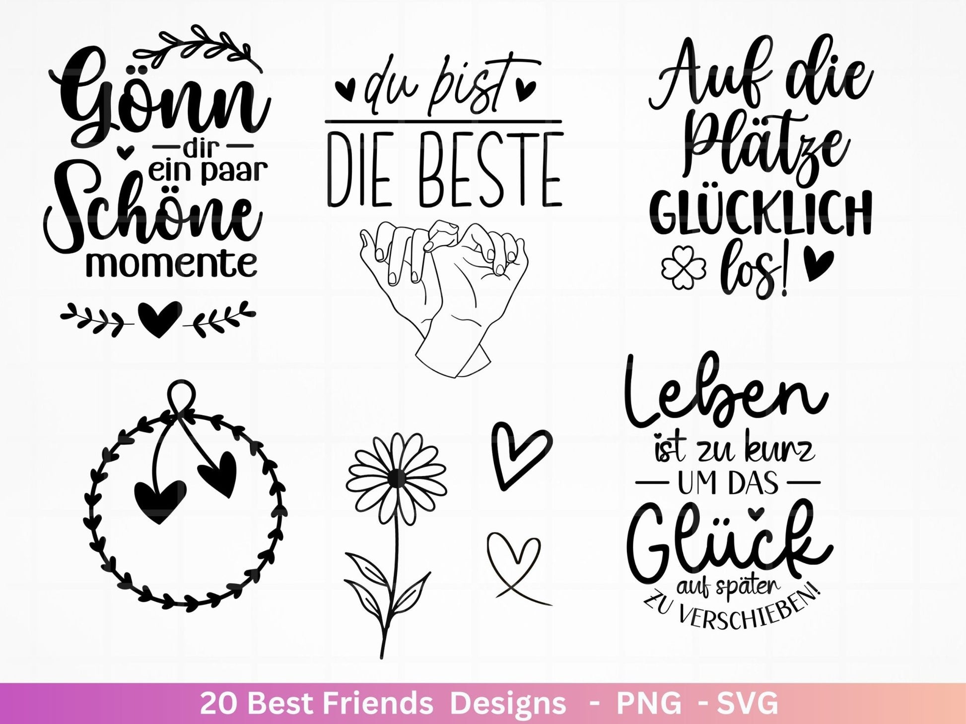 Deutsche Plotterdatei Beste Freundin- Best Friends Svg Bundle - Cricut Silhouette file - Schwester Svg - Friendship Quotes - Friends Svg - EmidaDesign