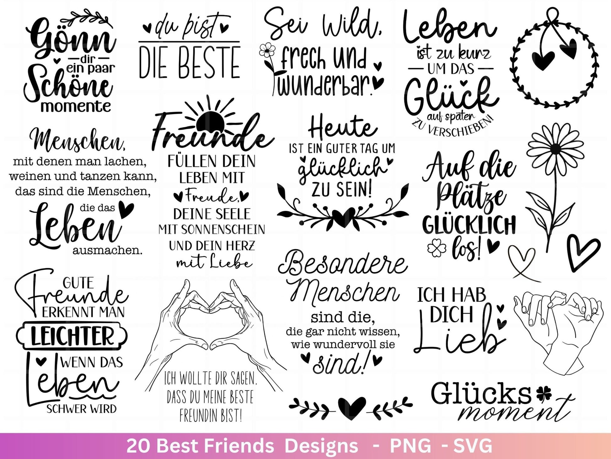 Deutsche Plotterdatei Beste Freundin- Best Friends Svg Bundle - Cricut Silhouette file - Schwester Svg - Friendship Quotes - Friends Svg - EmidaDesign