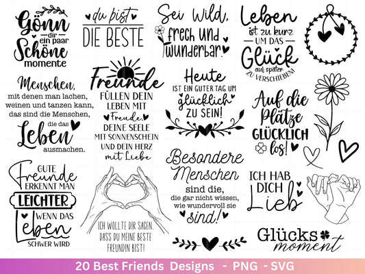 Deutsche Plotterdatei Beste Freundin- Best Friends Svg Bundle - Cricut Silhouette file - Schwester Svg - Friendship Quotes - Friends Svg - EmidaDesign