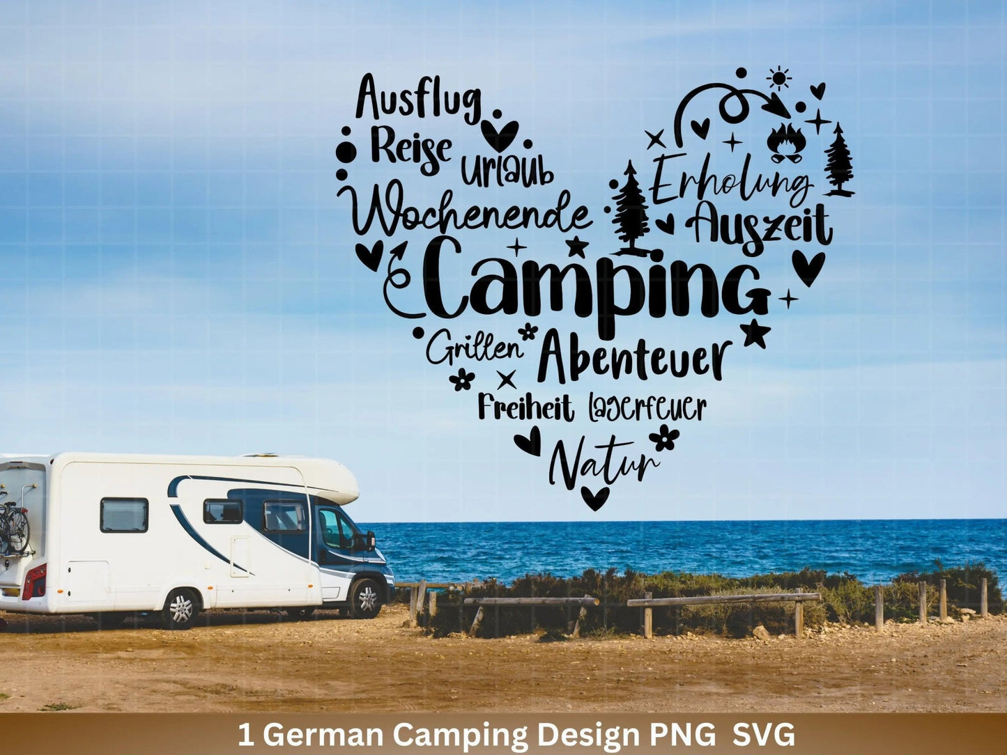 Deutsche Plotterdatei Camping Svg Wohnwagen Svg , Plotterdatei Camper, Camping Sprüche, Herz Svg Cricut Schneidedatei Designs Happy Camper