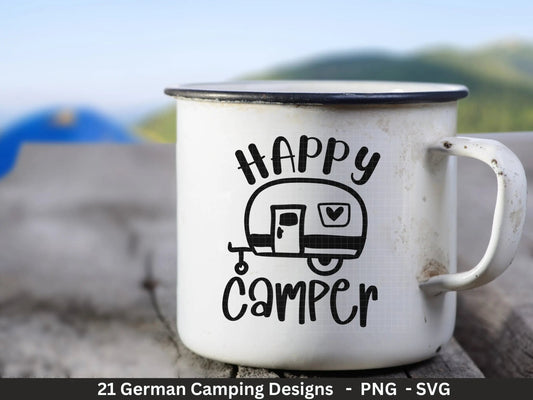 Deutsche Plotterdatei Camping Svg Wohnwagen Svg , Plotterdatei Camper, Camping Sprüche, Zuhause Svg Cricut Schneidedatei Happy Camper