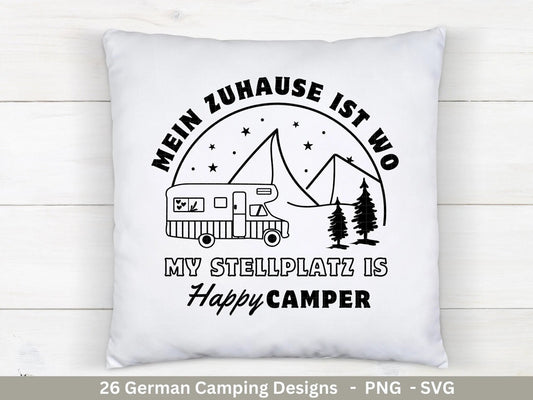 Deutsche Plotterdatei Camping Svg Wohnwagen Svg , Plotterdatei Camper, Camping Sprüche, Zuhause Svg Cricut Schneidedatei Happy Camper