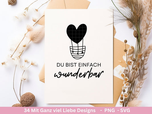 Deutsche Plotterdatei Danke- Best Friends Svg - Cricut Silhouette - Lieblingsmensch Svg - Schön das es dich gibt - Liebe Svg - Herz Clipart