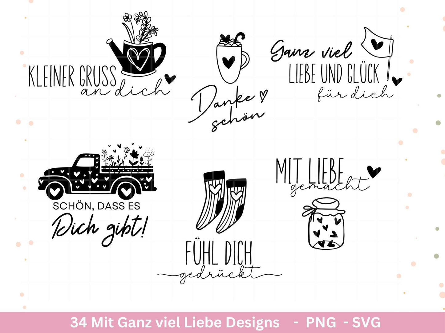 Deutsche Plotterdatei Danke- Best Friends Svg - Cricut Silhouette - Lieblingsmensch Svg - Schön das es dich gibt - Liebe Svg - Herz Clipart