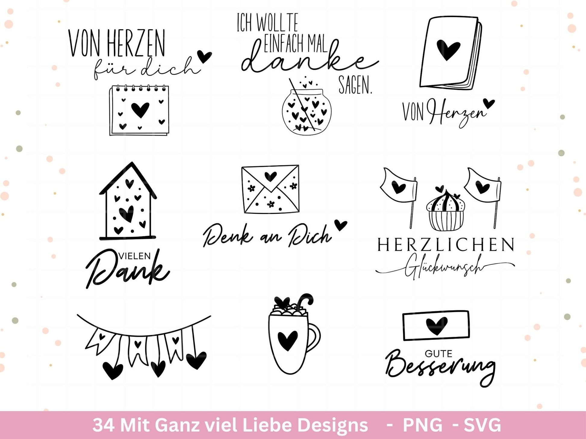 Deutsche Plotterdatei Danke- Best Friends Svg - Cricut Silhouette - Lieblingsmensch Svg - Schön das es dich gibt - Liebe Svg - Herz Clipart