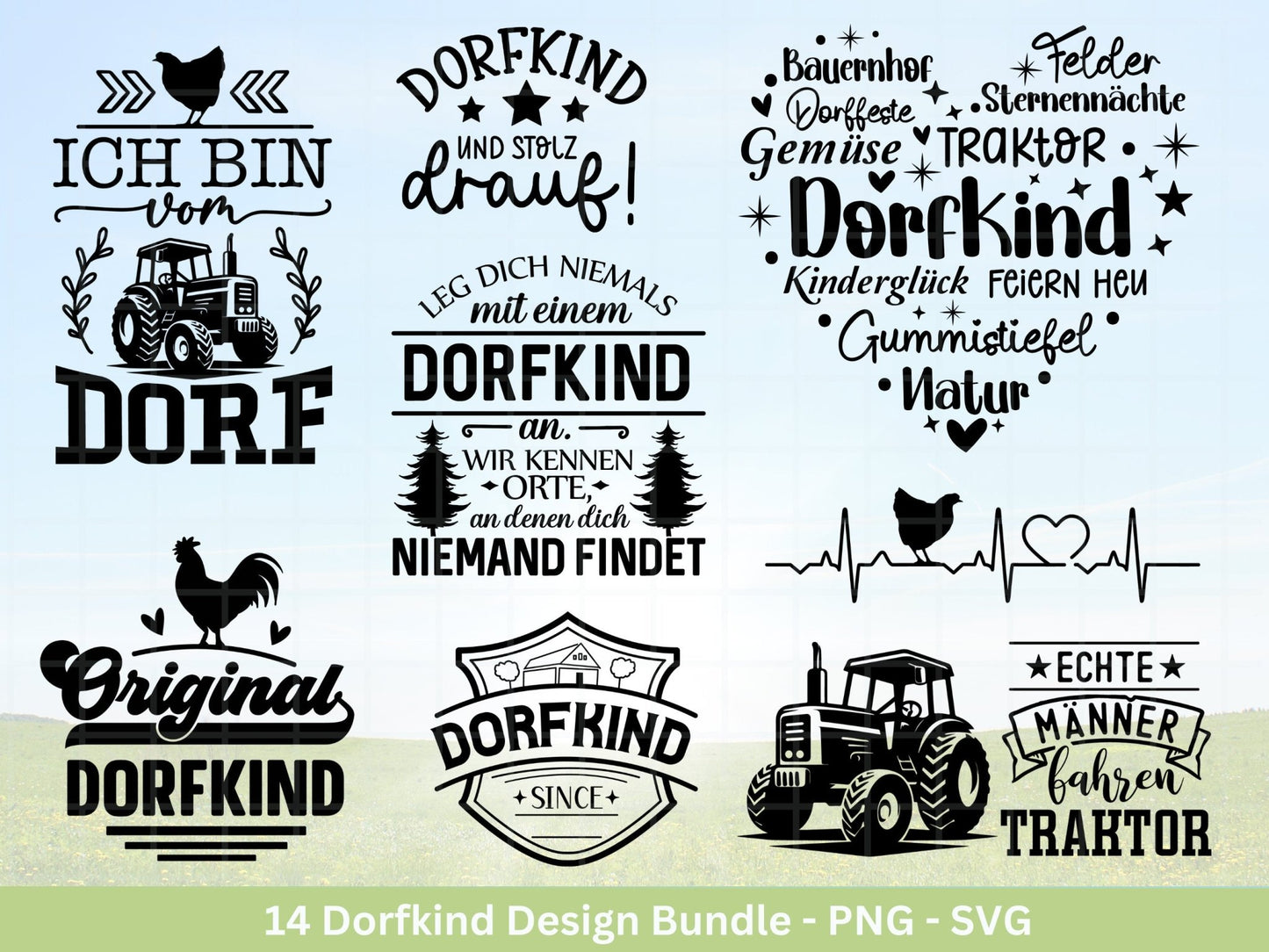 Deutsche Plotterdatei Dorf - Dorfkind und stolz drauf - Bauernhof svg - Traktor svg - Cricut Silhouette - Dorfliebe Zitate - Dorfleben svg - EmidaDesign