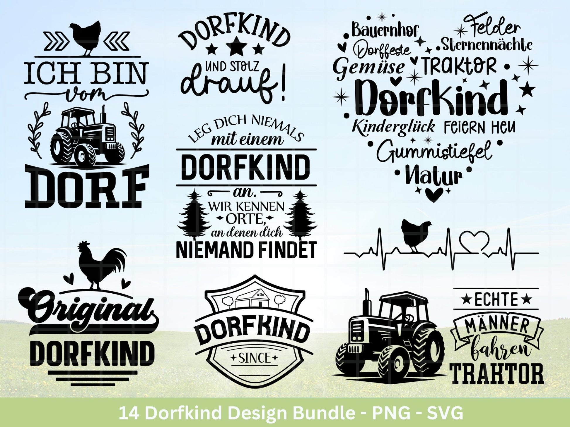 Deutsche Plotterdatei Dorf - Dorfkind und stolz drauf - Bauernhof svg - Traktor svg - Cricut Silhouette - Dorfliebe Zitate - Dorfleben svg - EmidaDesign