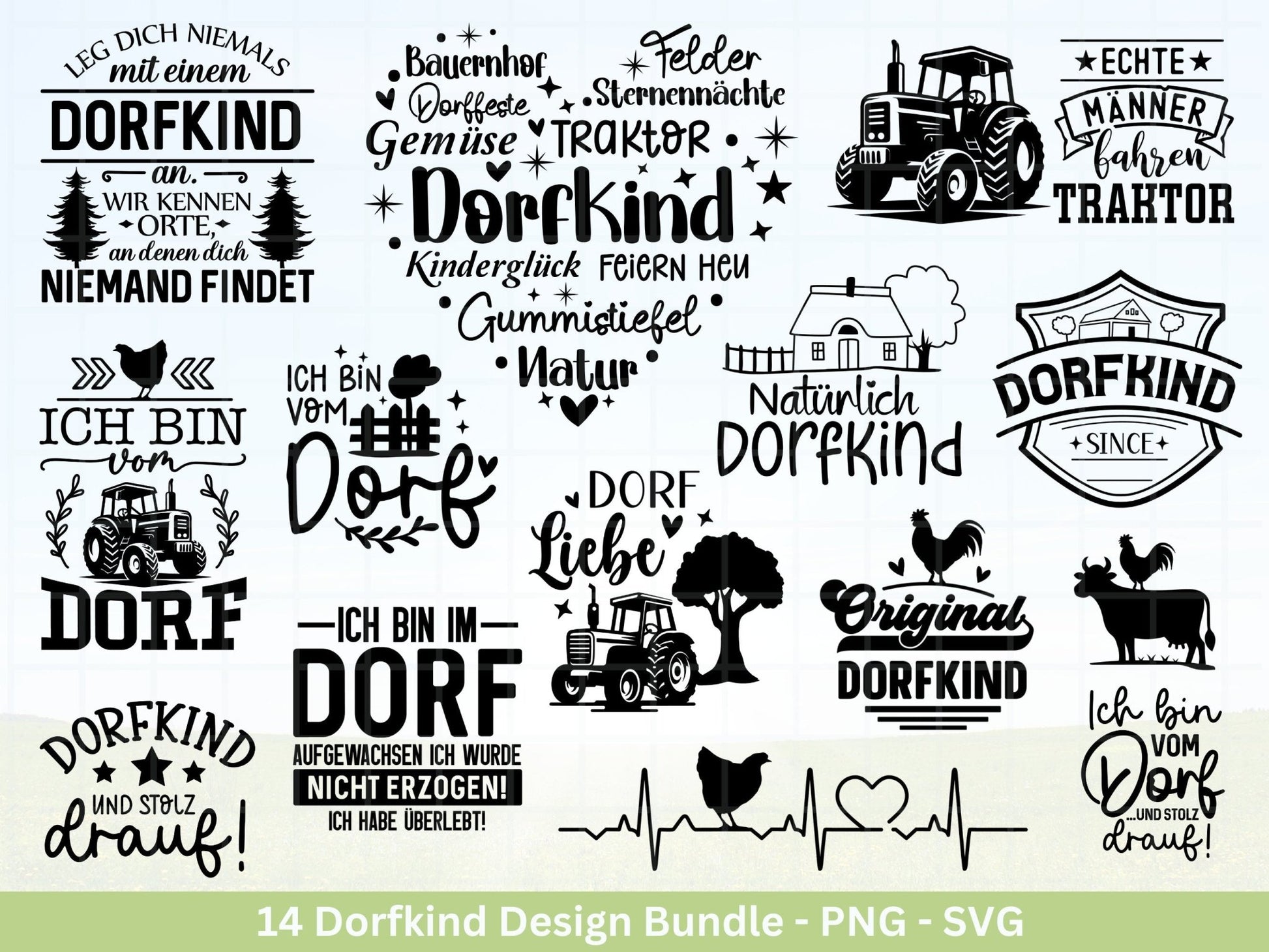 Deutsche Plotterdatei Dorf - Dorfkind und stolz drauf - Bauernhof svg - Traktor svg - Cricut Silhouette - Dorfliebe Zitate - Dorfleben svg - EmidaDesign