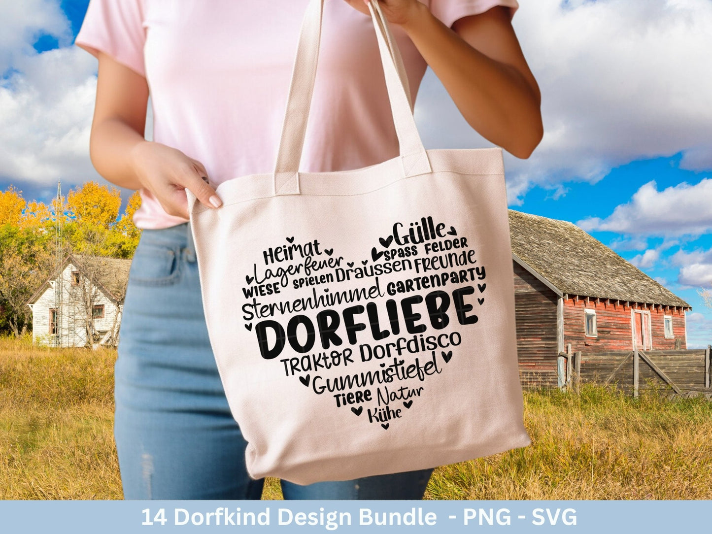 Deutsche Plotterdatei Dorf - Dorfkind und stolz drauf - Bauernhof svg - Traktor svg - Cricut Silhouette - Dorfliebe Zitate - Dorfleben svg - EmidaDesign