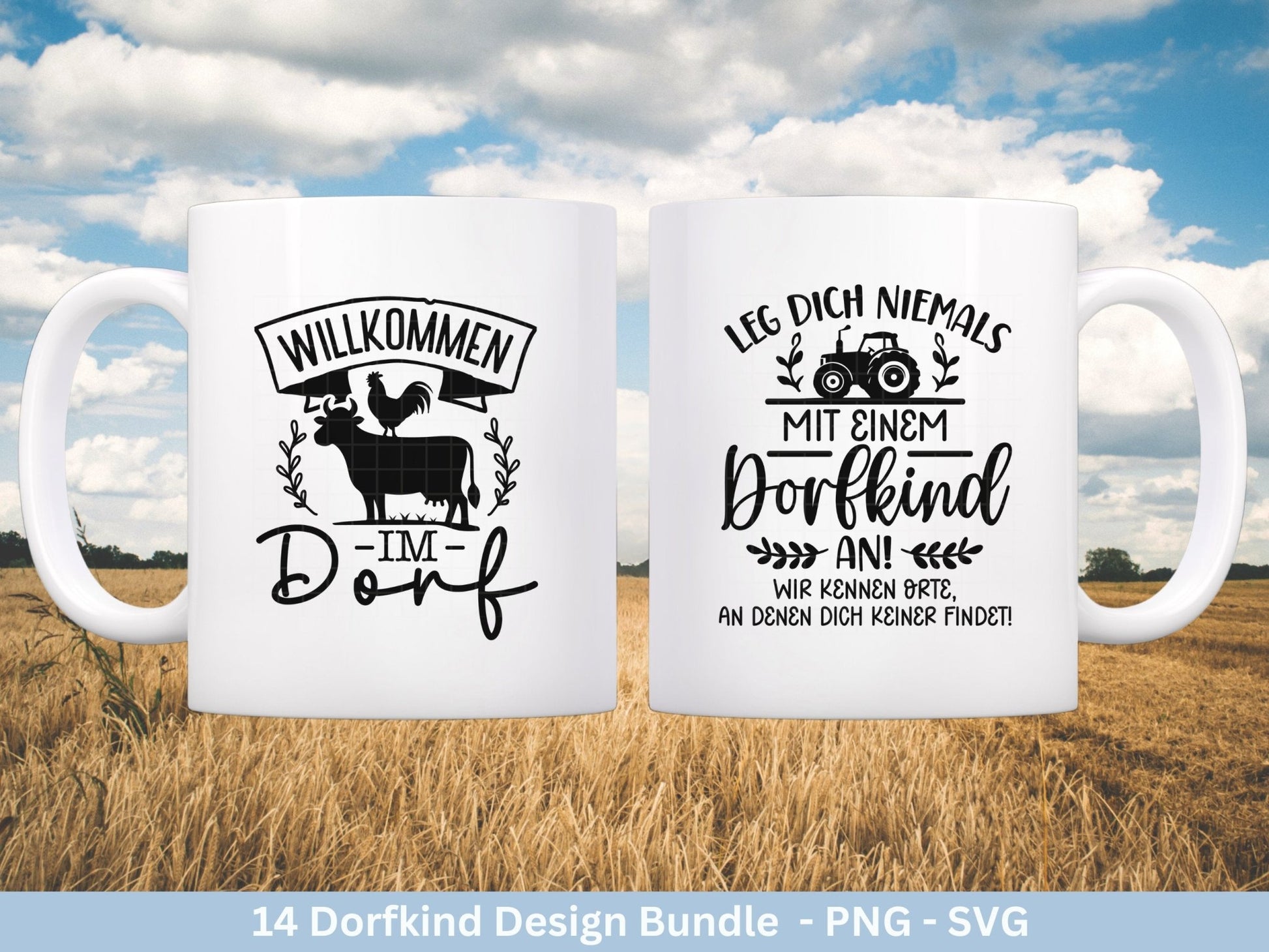 Deutsche Plotterdatei Dorf - Dorfkind und stolz drauf - Bauernhof svg - Traktor svg - Cricut Silhouette - Dorfliebe Zitate - Dorfleben svg - EmidaDesign