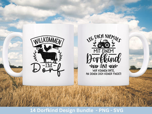 Deutsche Plotterdatei Dorf - Dorfkind und stolz drauf - Bauernhof svg - Traktor svg - Cricut Silhouette - Dorfliebe Zitate - Dorfleben svg - EmidaDesign