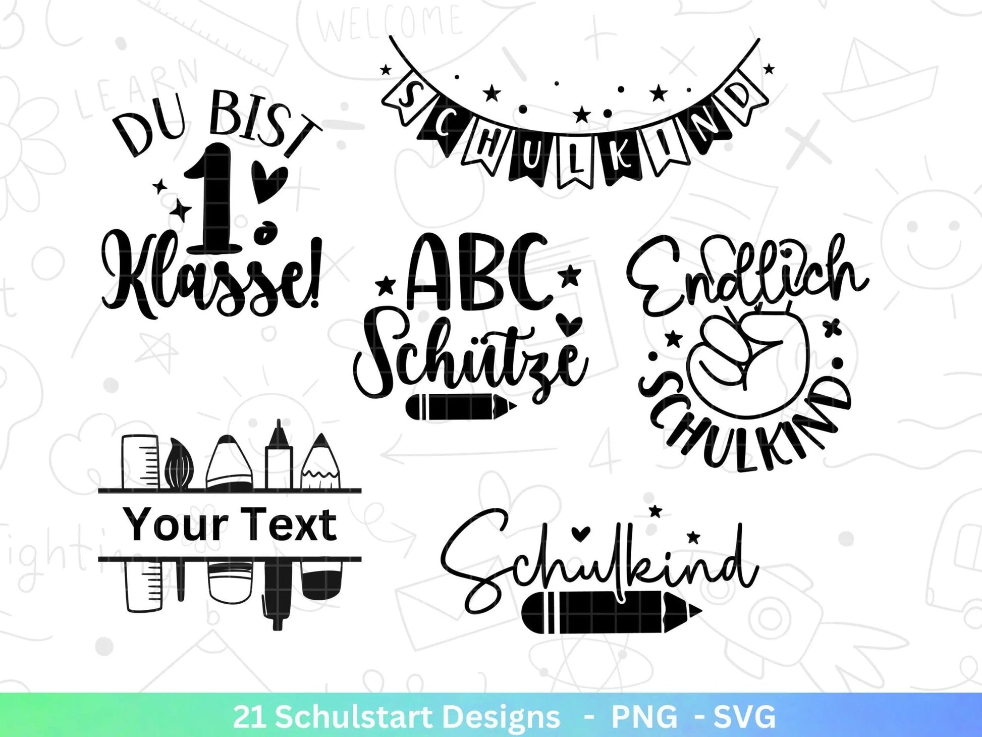 Deutsche Plotterdatei Einschulung svg png - Schulstart svg - Schulanfang Sprüche - Cricut Silhouette - Einschulung Geschenk Schulanfang png