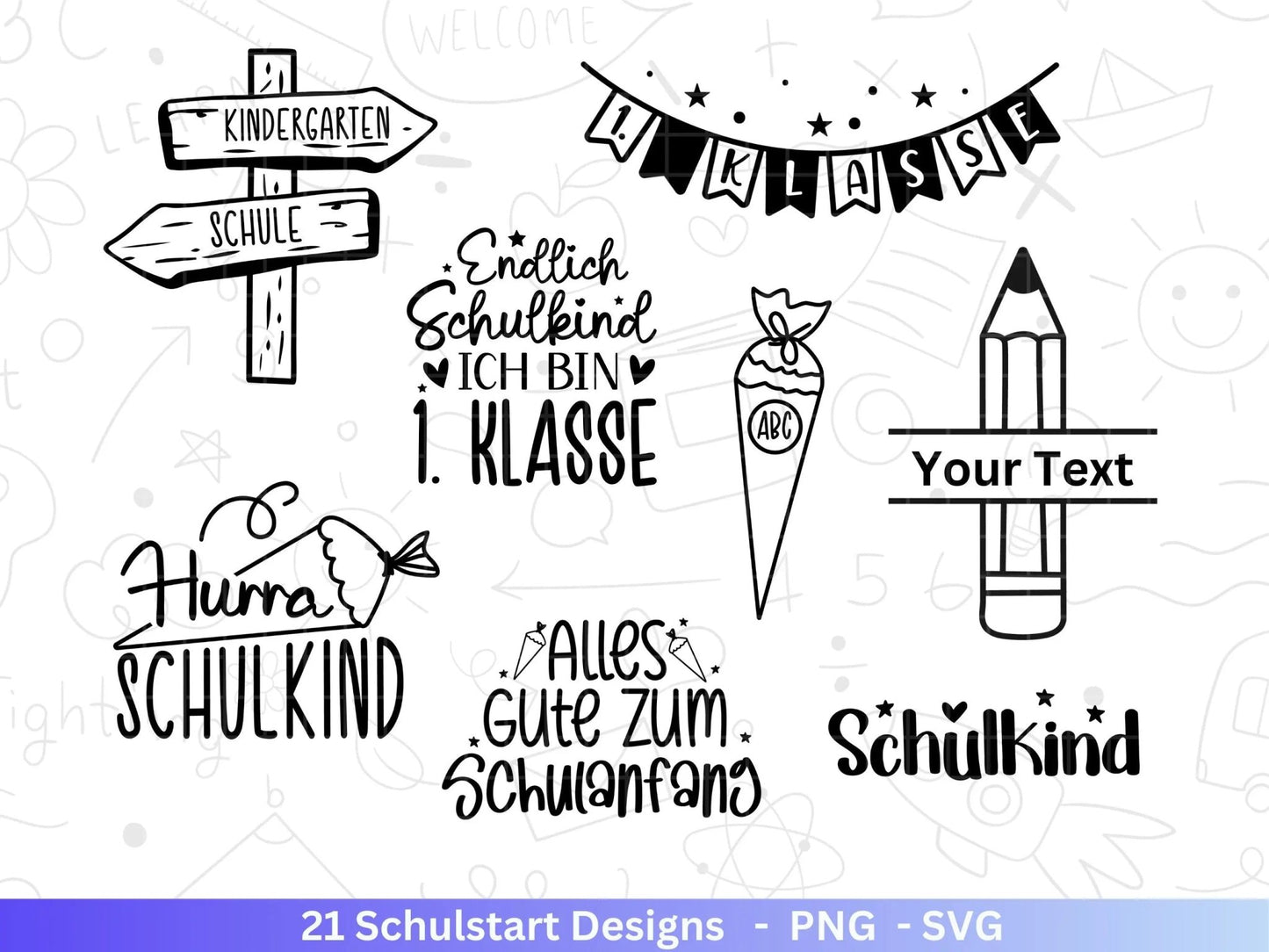 Deutsche Plotterdatei Einschulung svg png - Schulstart svg - Schulanfang Sprüche - Cricut Silhouette - Einschulung Geschenk Schulanfang png