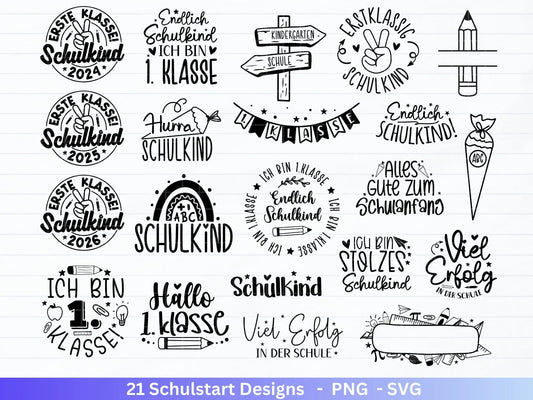 Deutsche Plotterdatei Einschulung svg png - Schulstart svg - Schulanfang Sprüche - Cricut Silhouette - Einschulung Geschenk Schulanfang png