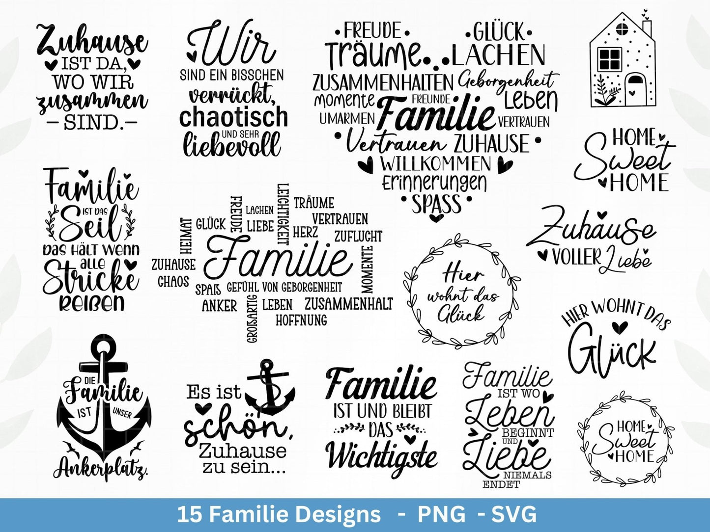 Deutsche Plotterdatei Familie - Plotterdatei Herz svg - Familie svg - Deutsche Sprüche svg - Plotterdatei Geschenk - Cricut - Laserdatei - EmidaDesign