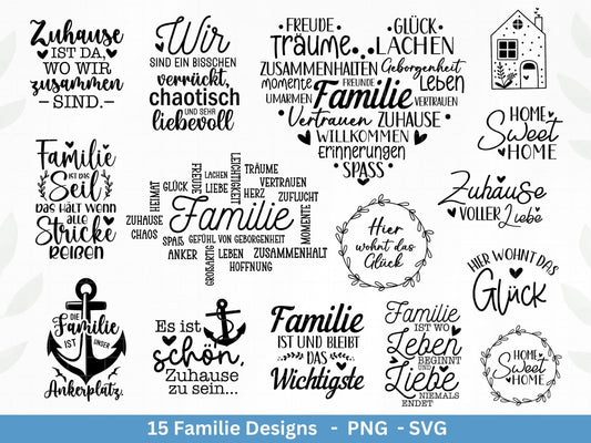 Deutsche Plotterdatei Familie - Plotterdatei Herz svg - Familie svg - Deutsche Sprüche svg - Plotterdatei Geschenk - Cricut - Laserdatei - EmidaDesign