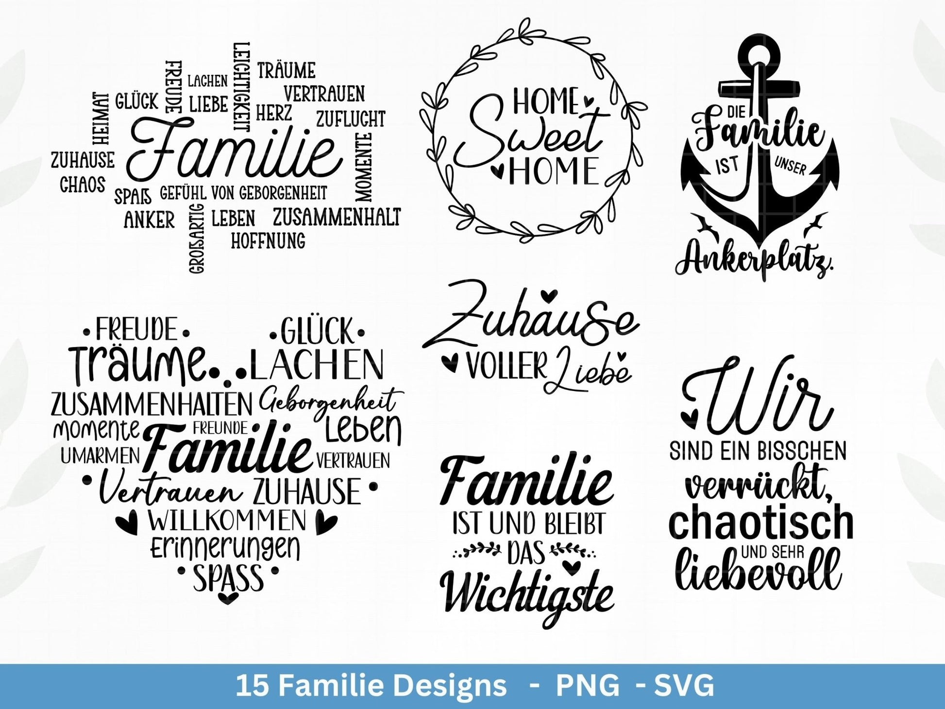 Deutsche Plotterdatei Familie - Plotterdatei Herz svg - Familie svg - Deutsche Sprüche svg - Plotterdatei Geschenk - Cricut - Laserdatei - EmidaDesign