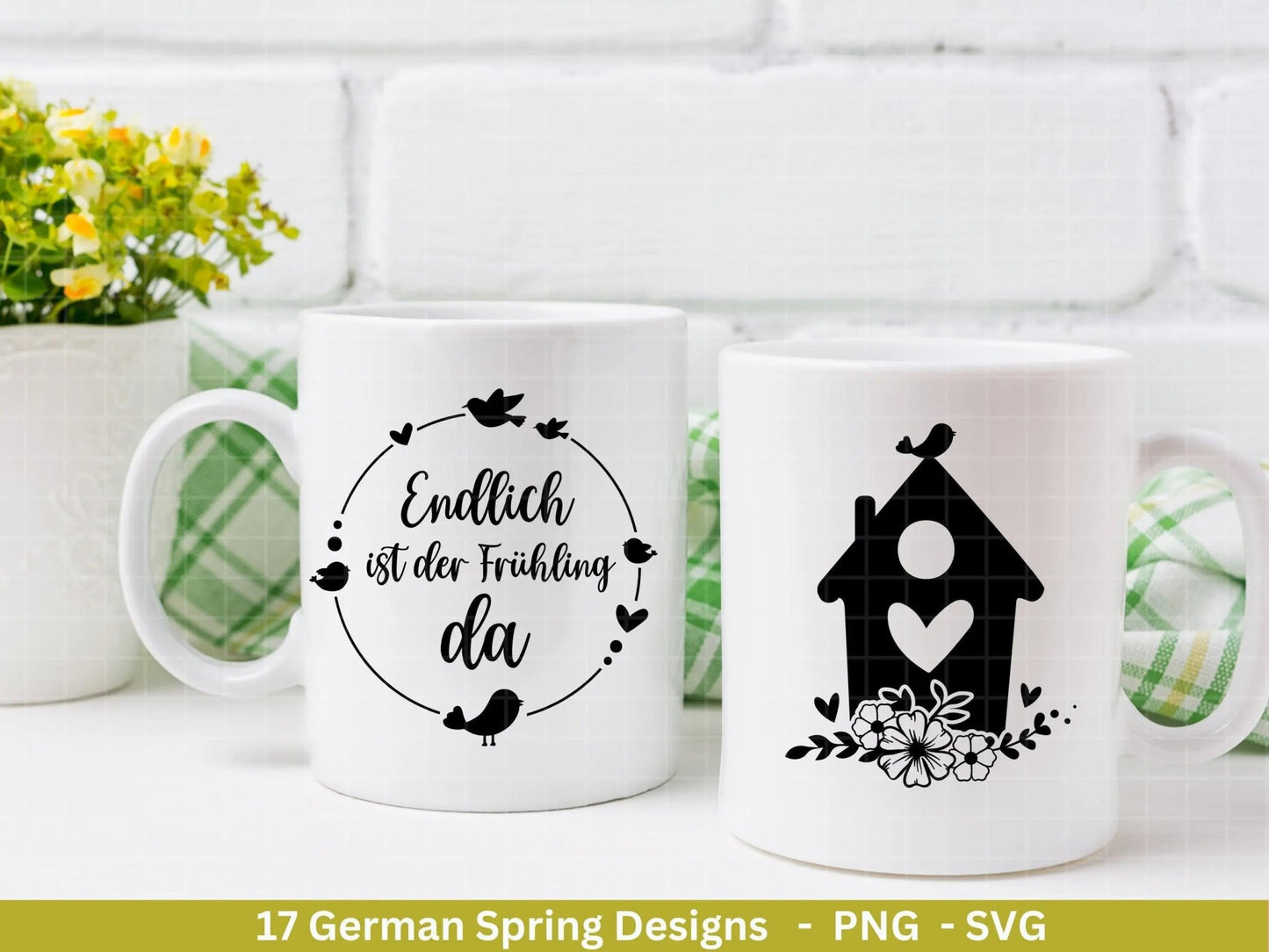 Deutsche Plotterdatei Frühling - Hallo Frühling - Cricut Silhouette Studio Plotterdatei - Ostern Svg - Ostergrüße - Frühlings Bundle