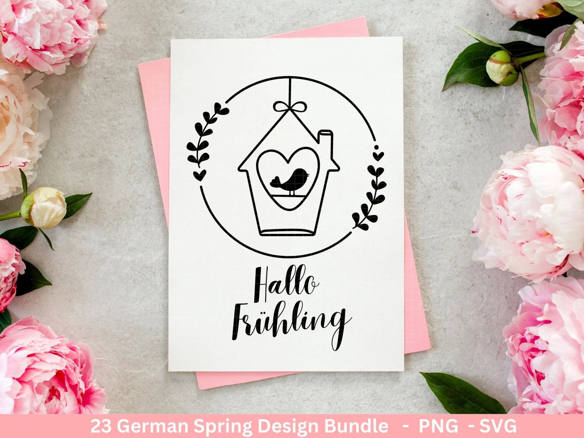 Deutsche Plotterdatei Frühling - Hallo Frühling - Cricut Silhouette Studio Plotterdatei - Ostern Svg - Ostergrüße - Frühlings Bundle