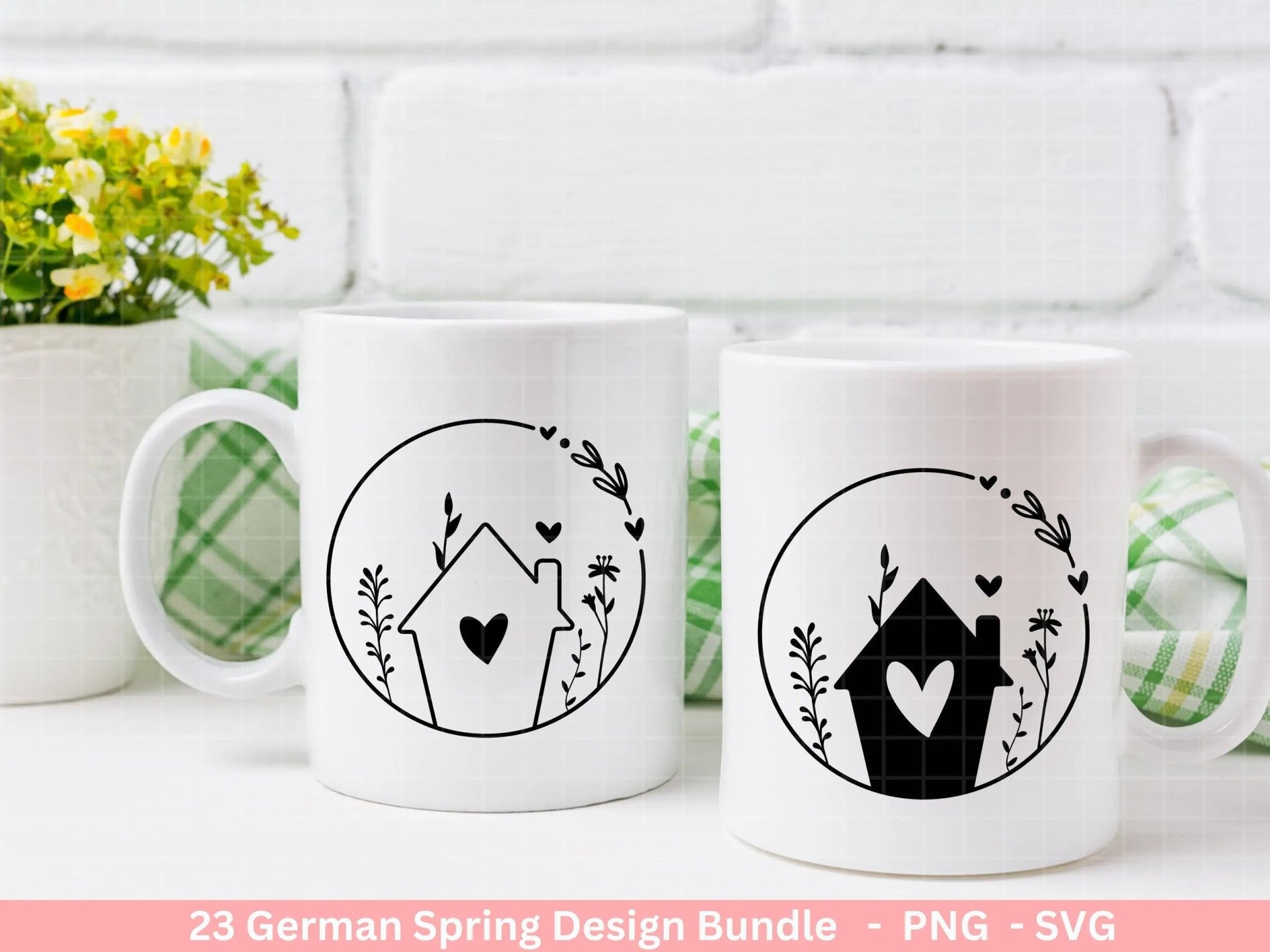 Deutsche Plotterdatei Frühling - Hallo Frühling - Cricut Silhouette Studio Plotterdatei - Ostern Svg - Ostergrüße - Frühlings Bundle