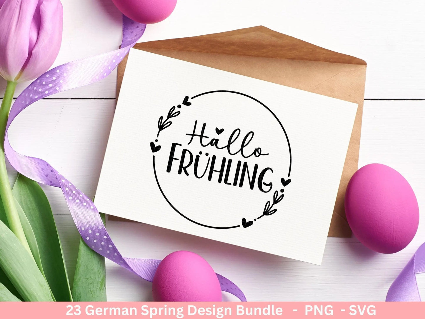 Deutsche Plotterdatei Frühling - Hallo Frühling - Cricut Silhouette Studio Plotterdatei - Ostern Svg - Ostergrüße - Frühlings Bundle