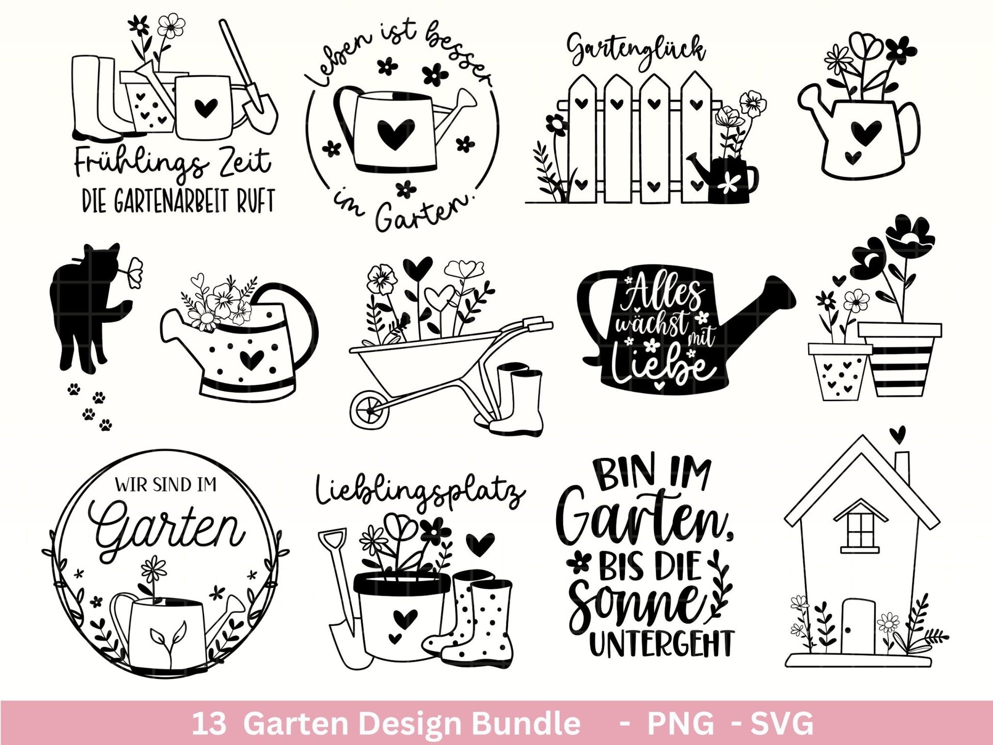 Deutsche Plotterdatei Garten - Gartendeko - Frühling svg - Cricut Silhouette - Lieblingsplatz - Schubkarre - Gartengeschenke - Gartenliebe - EmidaDesign