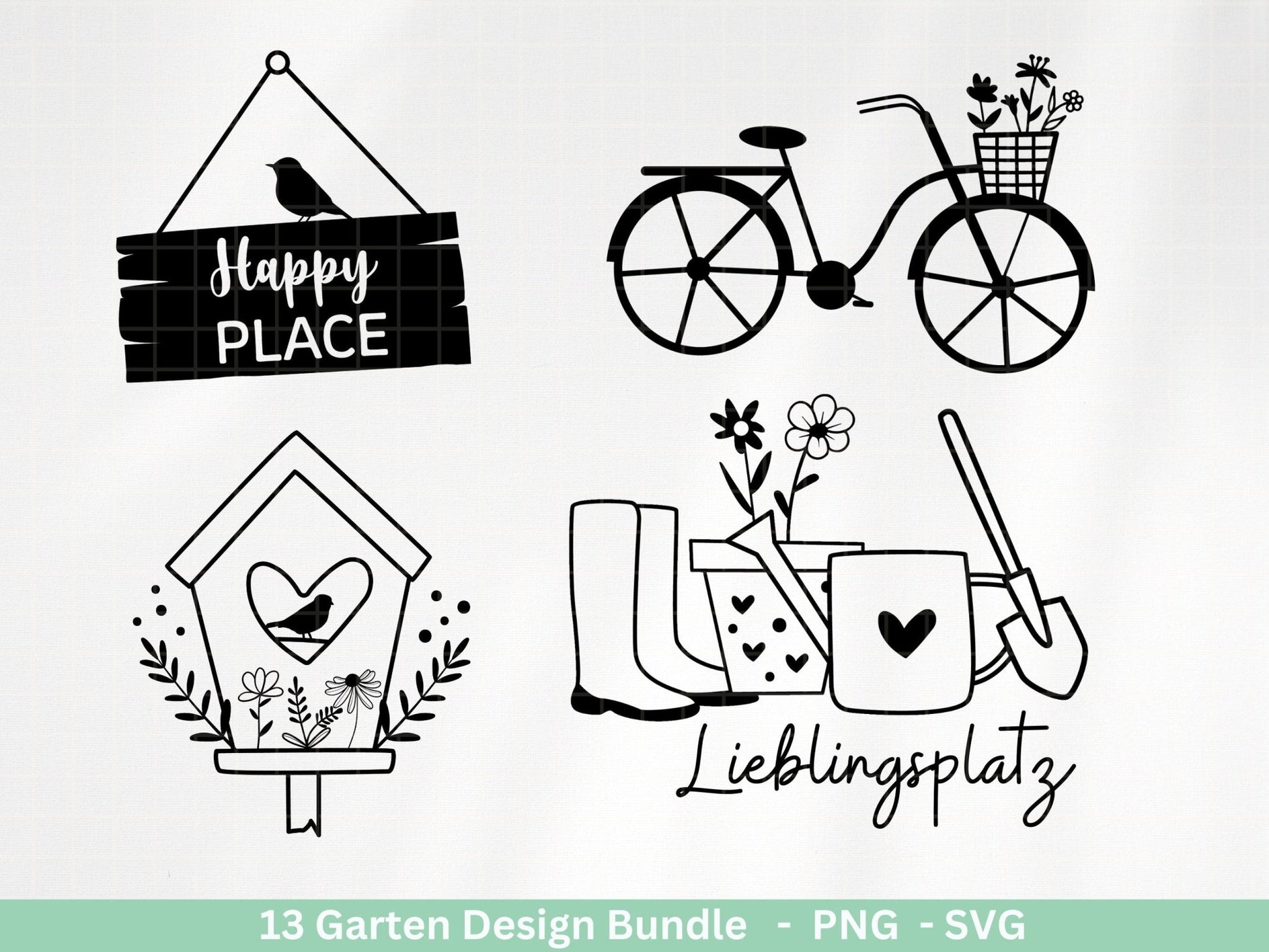 Deutsche Plotterdatei Garten - Gartendeko - Frühling svg - Cricut Silhouette - Lieblingsplatz - Schubkarre - Gartengeschenke - Gartenliebe - EmidaDesign