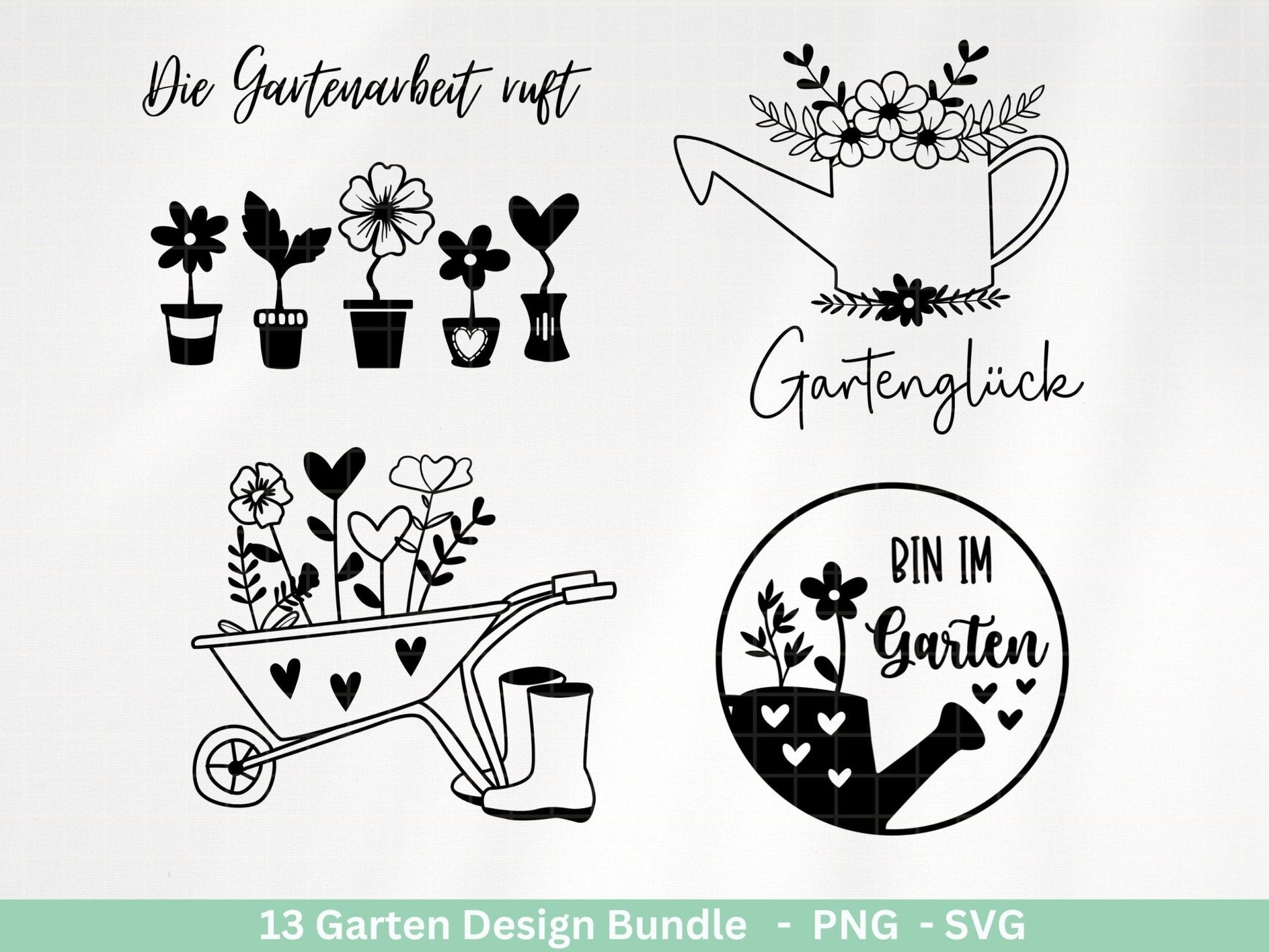 Deutsche Plotterdatei Garten - Gartendeko - Frühling svg - Cricut Silhouette - Lieblingsplatz - Schubkarre - Gartengeschenke - Gartenliebe - EmidaDesign