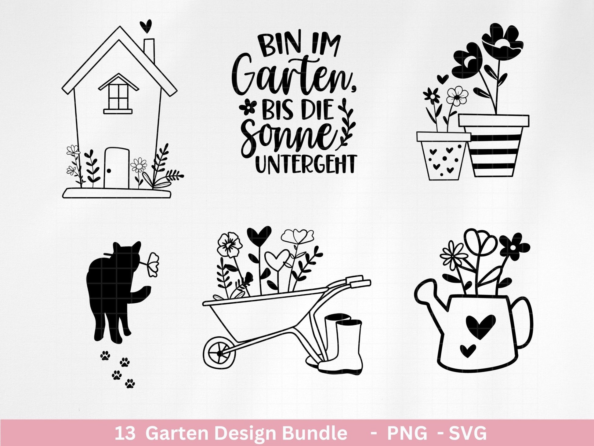 Deutsche Plotterdatei Garten - Gartendeko - Frühling svg - Cricut Silhouette - Lieblingsplatz - Schubkarre - Gartengeschenke - Gartenliebe - EmidaDesign