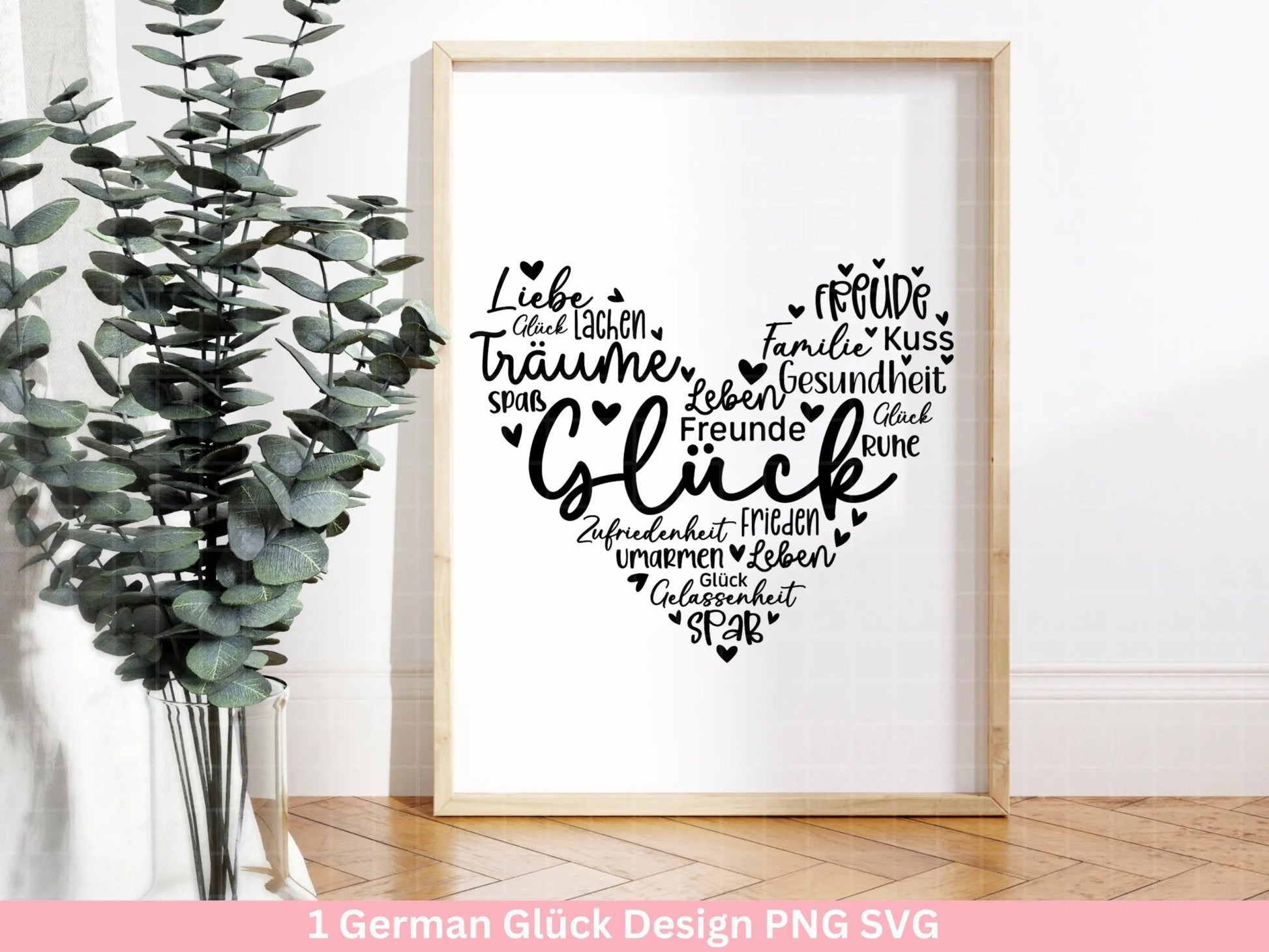 Deutsche Plotterdatei Glück - Plotterdatei als Herz - Herz svg - Deutsche Sprüche svg - Plotterdatei Geschenke - Cricut Silhouette