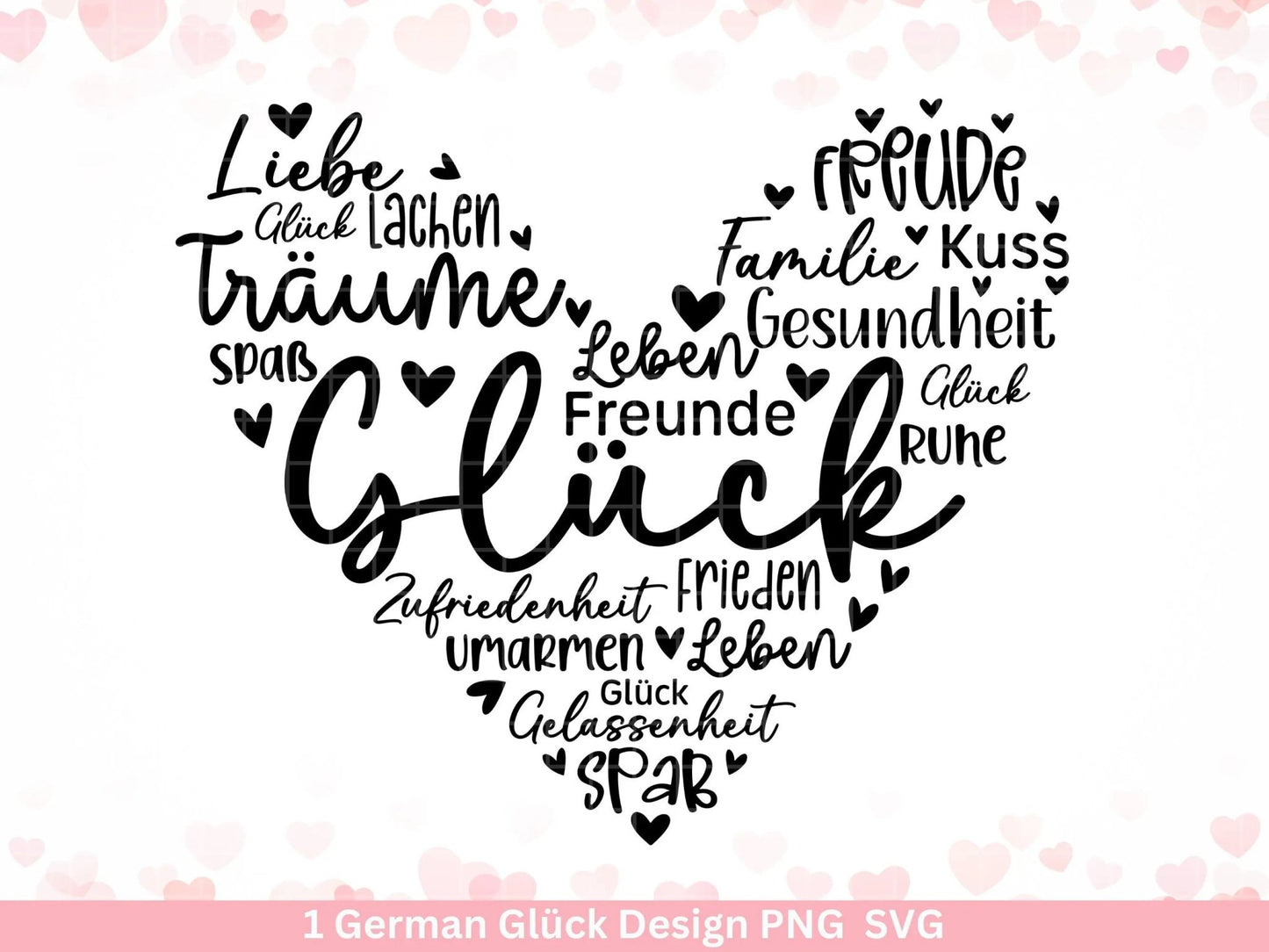 Deutsche Plotterdatei Glück - Plotterdatei als Herz - Herz svg - Deutsche Sprüche svg - Plotterdatei Geschenke - Cricut Silhouette