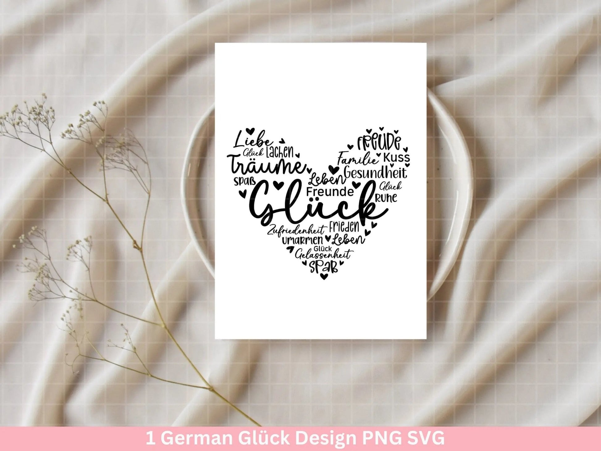 Deutsche Plotterdatei Glück - Plotterdatei als Herz - Herz svg - Deutsche Sprüche svg - Plotterdatei Geschenke - Cricut Silhouette