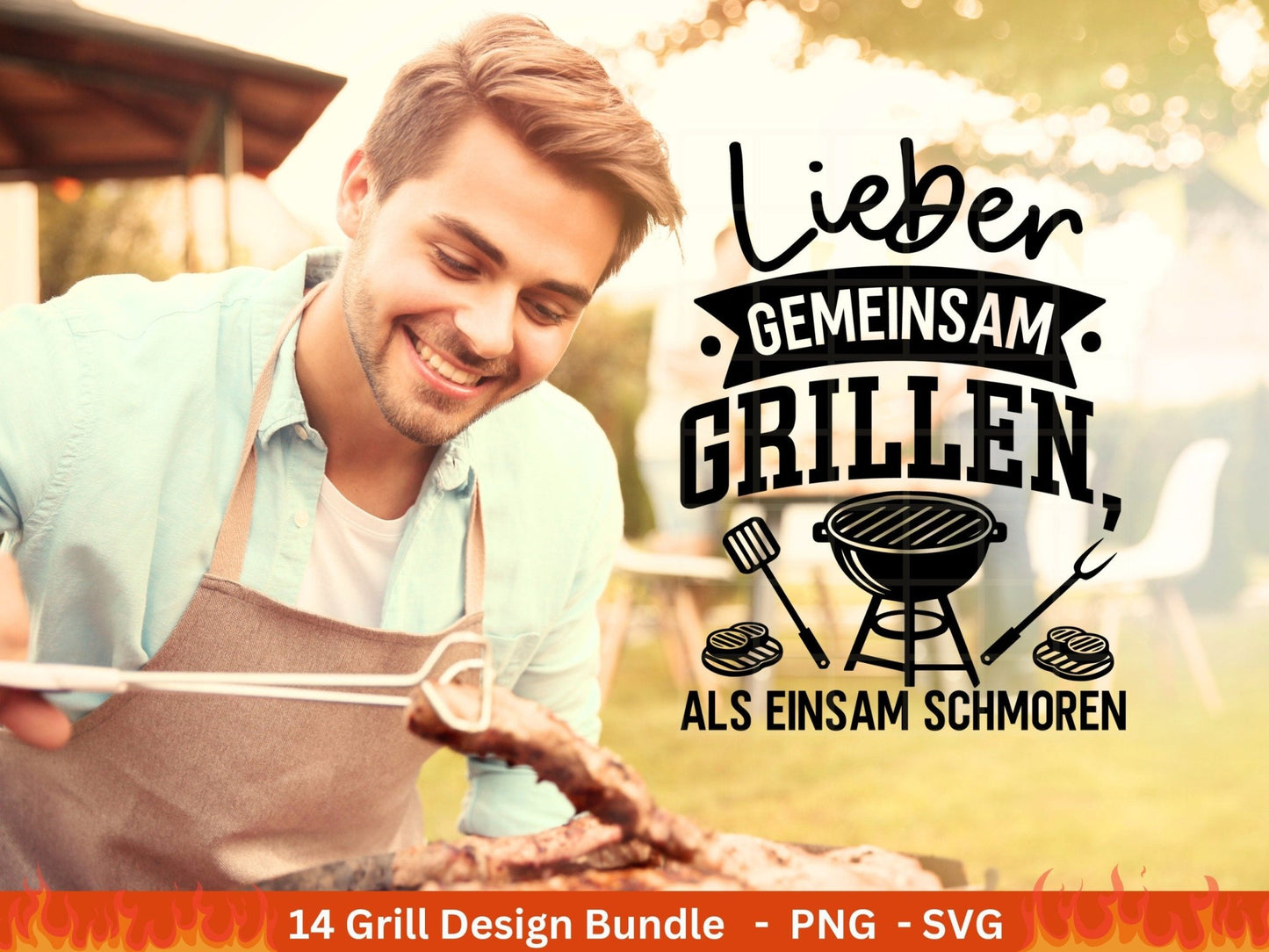 Deutsche Plotterdatei Grillen - Grillzeit Sprüche svg - Grillmeister svg - BBQ Chef - König des Grills - Silhouette Cricut - Laserdatei - EmidaDesign