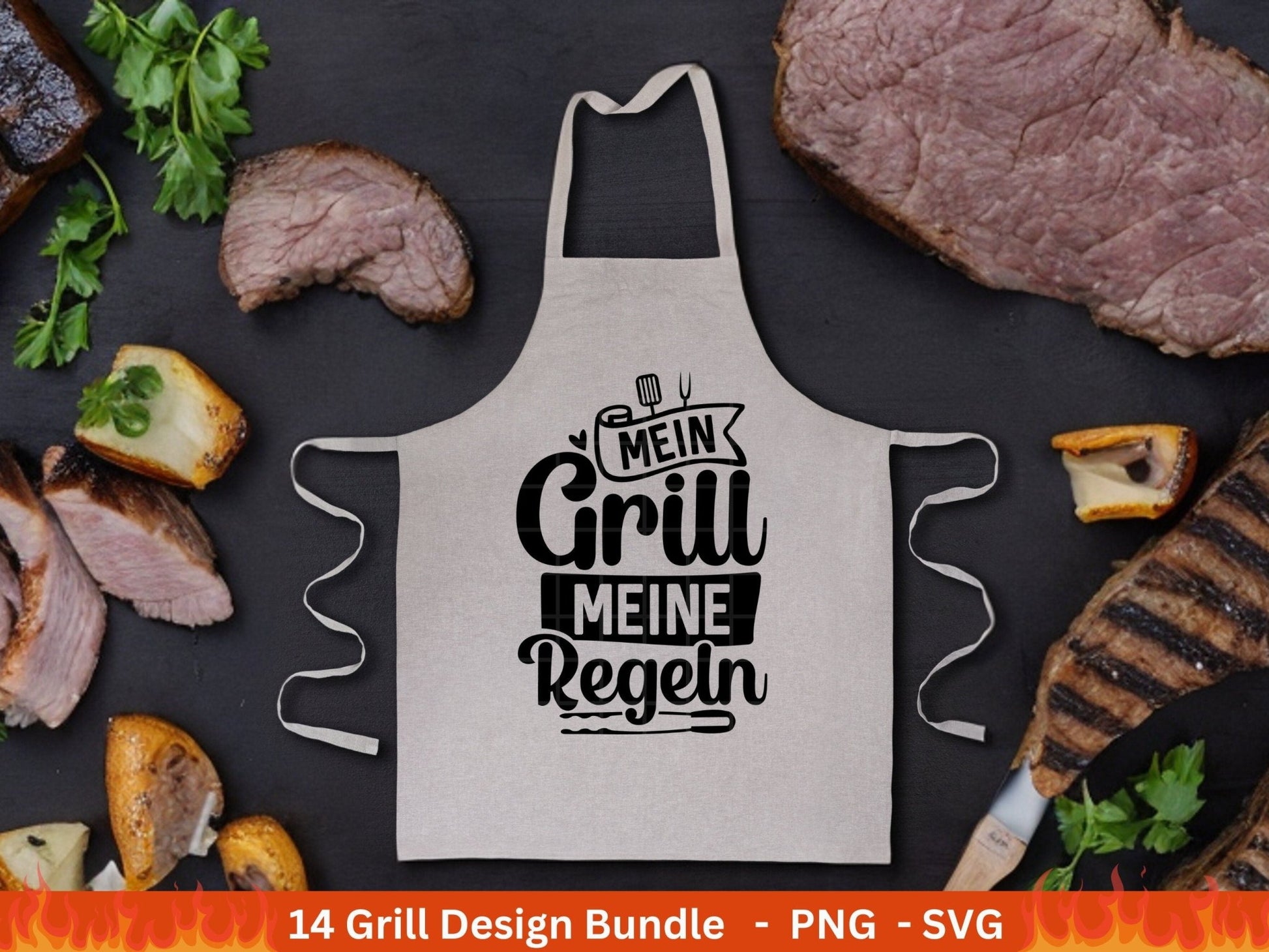 Deutsche Plotterdatei Grillen - Grillzeit Sprüche svg - Grillmeister svg - BBQ Chef - König des Grills - Silhouette Cricut - Laserdatei - EmidaDesign