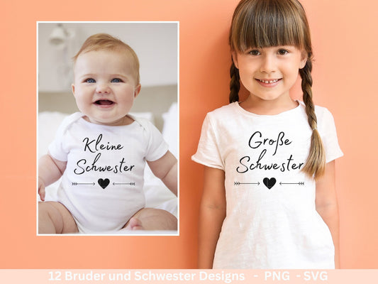 Deutsche Plotterdatei - Große Schwester - Großer Bruder svg - Kleiner Bruder svg - Baby Shower Geschenk Svg - Geschenk zur Geburt - Cricut - EmidaDesign