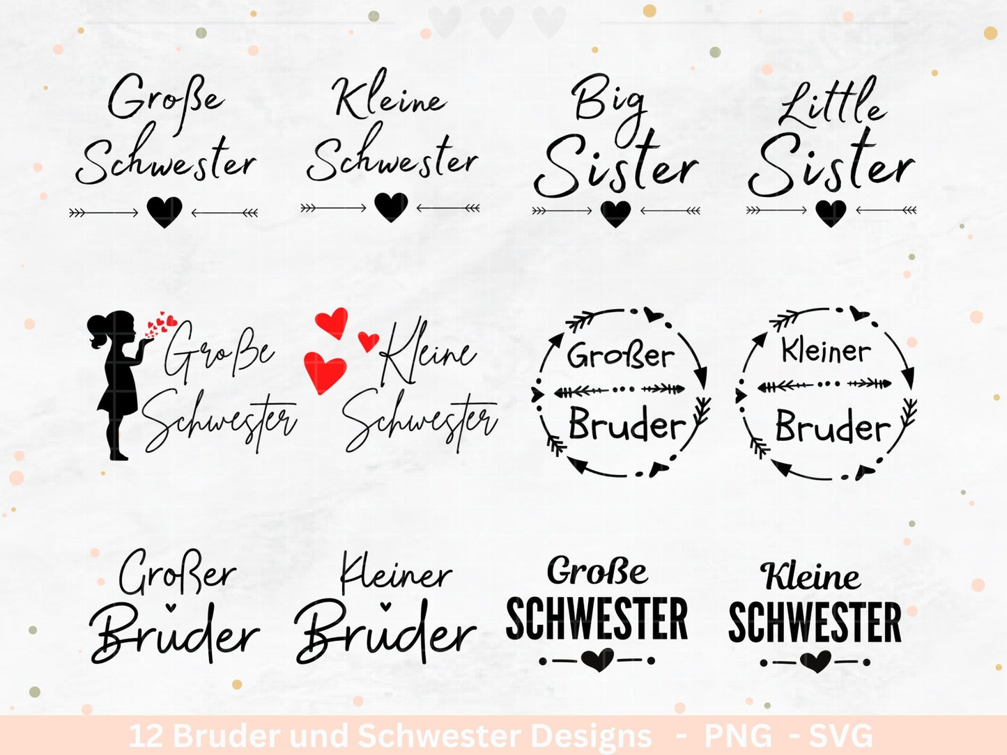 Deutsche Plotterdatei - Große Schwester - Großer Bruder svg - Kleiner Bruder svg - Baby Shower Geschenk Svg - Geschenk zur Geburt - Cricut - EmidaDesign